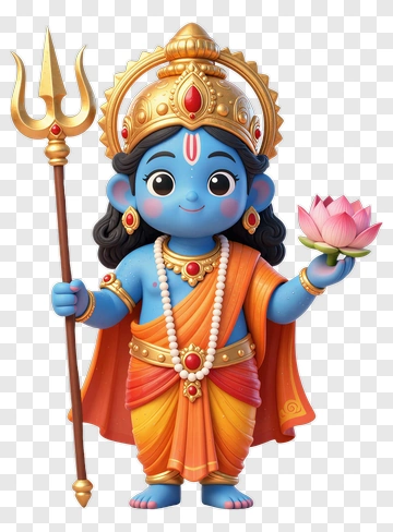 Cartoon Hindu God Holding A Lotus Flower PNG