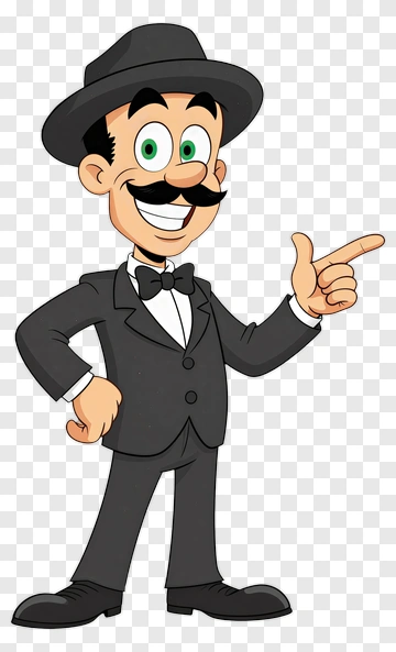 Cartoon Man In A Suit Pointing PNG