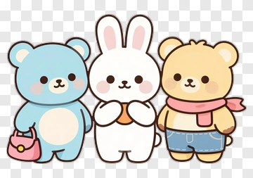 Cute Cartoon Animal Friends PNG
