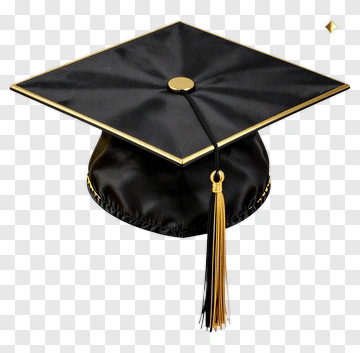 Black Graduation Cap With Gold Tassel PNG