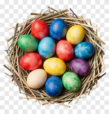 Colorful Easter Eggs In A Nest PNG