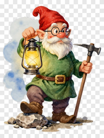 3D Gnome Holding A Lantern PNG