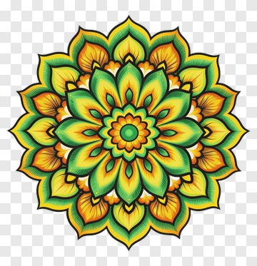 Colorful Mandala Flower Design PNG