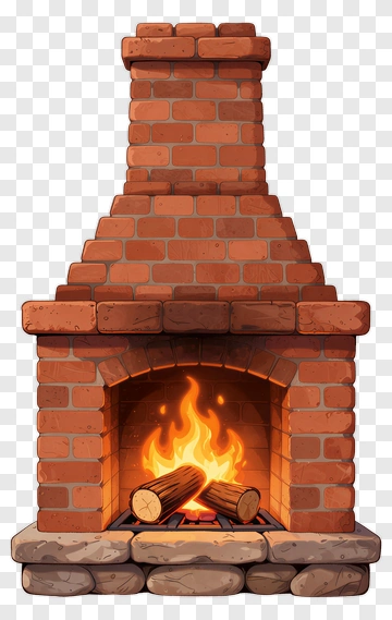 Cartoon Fireplace With Burning Logs PNG