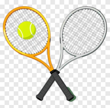 Tennis Rackets With A Yellow Ball PNG