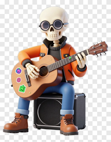 Cartoon Skeleton Playing Guitar PNG