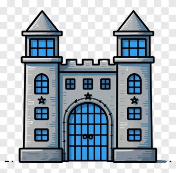 Cartoon Castle With Towers PNG