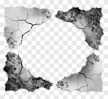 Cracked Black And White Frame PNG