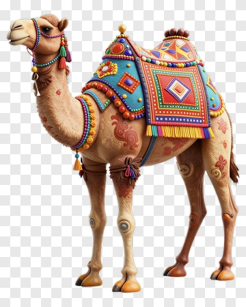 Decorative Camel With Colorful Saddle PNG