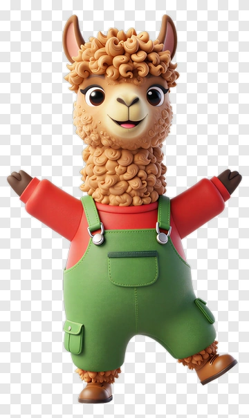 3D Cartoon Llama Character PNG
