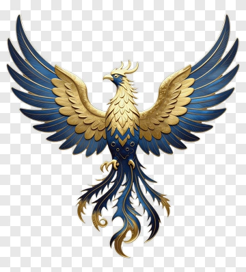 Golden Phoenix With Blue And Gold Wings PNG