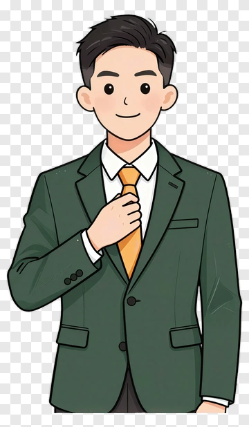 Cartoon Businessman Adjusting His Tie PNG