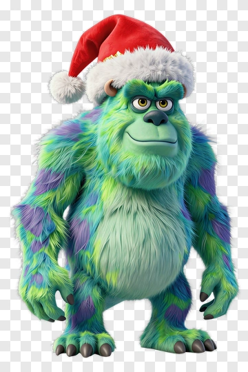 Cartoon Monster In A Santa Hat PNG