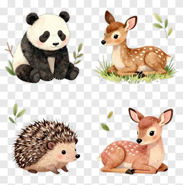 Cute Cartoon Animals In Nature PNG