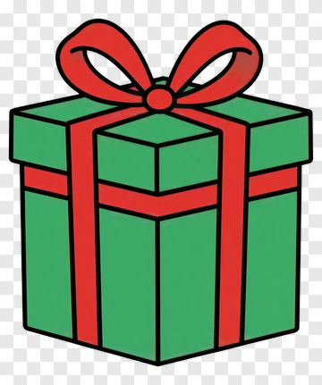 Green Gift Box With Red Ribbon PNG