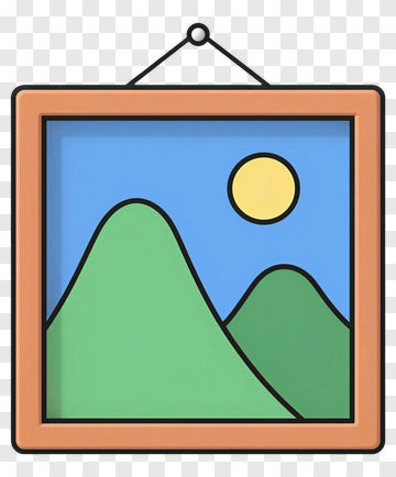 Framed Mountain Landscape With Sun PNG