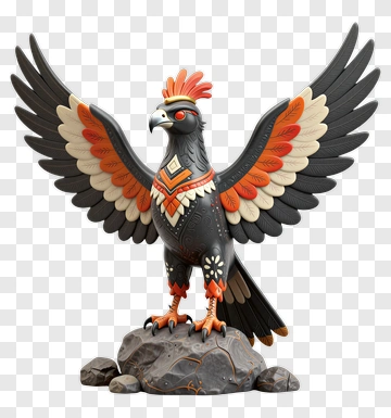 Colorful Bird Sculpture With Outstretched Wings PNG