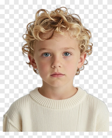 Young Boy With Curly Hair PNG