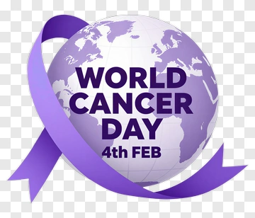 World Cancer Day Globe With Purple Ribbon PNG