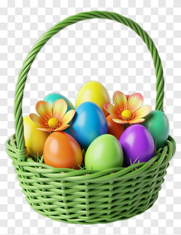 Colorful Easter Egg Basket PNG