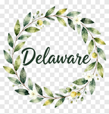 Delaware Wreath With Green Leaves And Flowers PNG