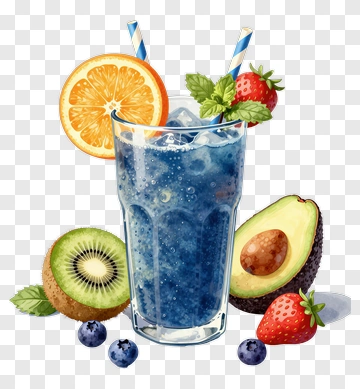 Colorful Fruit Drink With Straw And Fresh Ingredients PNG