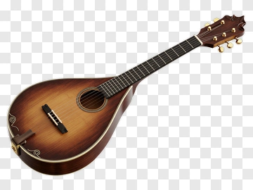 Wooden Mandolin With Six Strings PNG