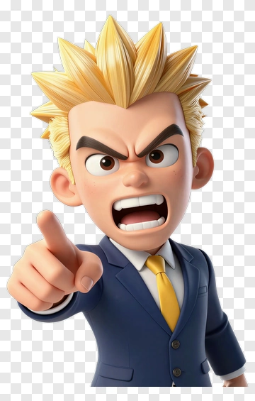 Cartoon Boy In A Suit Pointing And Shouting PNG