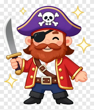 Cartoon Pirate Holding A Sword PNG