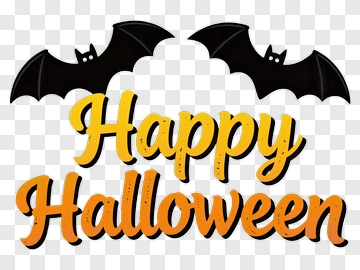 Happy Halloween Greeting With Bats PNG