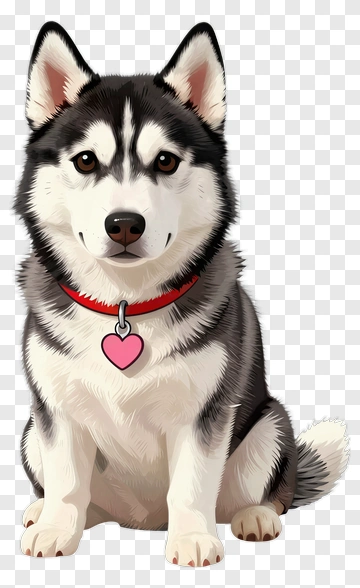 Siberian Husky Sitting With A Heart Tag PNG