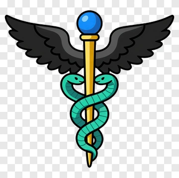 Cartoon Caduceus Symbol With Wings PNG