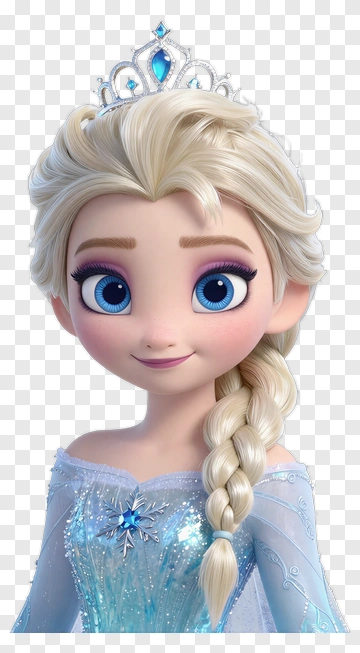 Cartoon Princess With Braid And Crown PNG