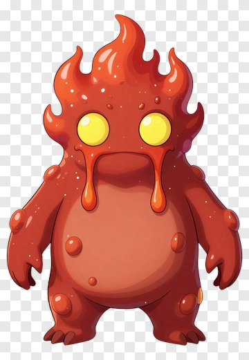 Cartoon Fire Monster Character PNG