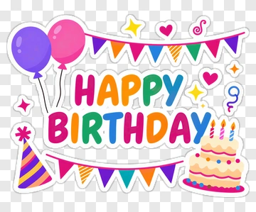 Happy Birthday Celebration With Colorful Decorations PNG