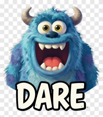 Cartoon Monster With Dare Text PNG