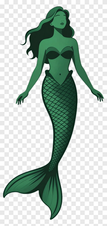 Cartoon Green Mermaid PNG