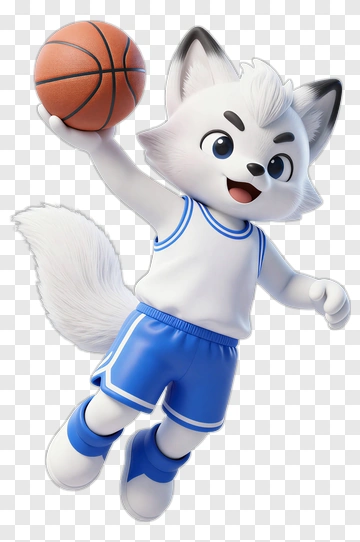 3D Cartoon Fox Playing Basketball PNG