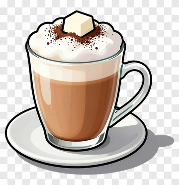 Hot Chocolate With Whipped Cream And Sugar Cube PNG