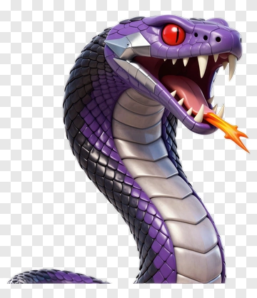 3D Purple Snake With Red Eyes PNG