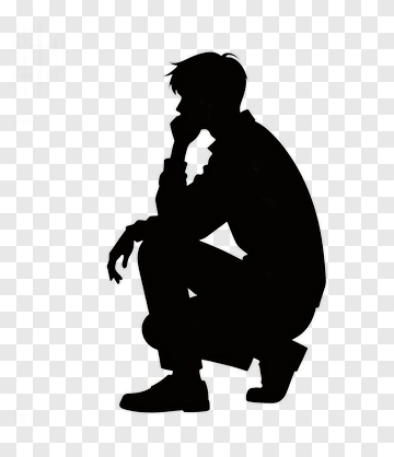 Silhouette Of A Thinking Man PNG