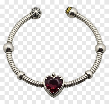 Silver Bracelet With Heart Charm PNG