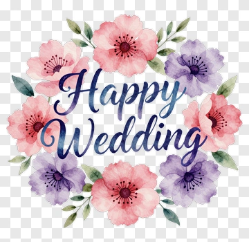 Happy Wedding Floral Arrangement PNG