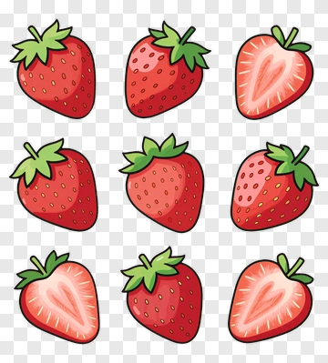 Colorful Cartoon Strawberries PNG