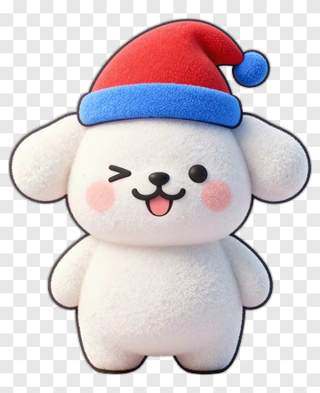 Cartoon Dog Wearing A Santa Hat PNG