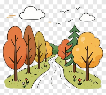 Colorful Autumn Forest Path PNG