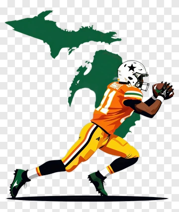 Football Player Running With A Football PNG