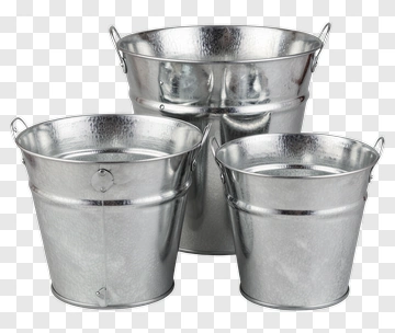 Set Of Metal Buckets PNG