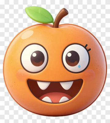 Cartoon Orange With A Happy Face PNG