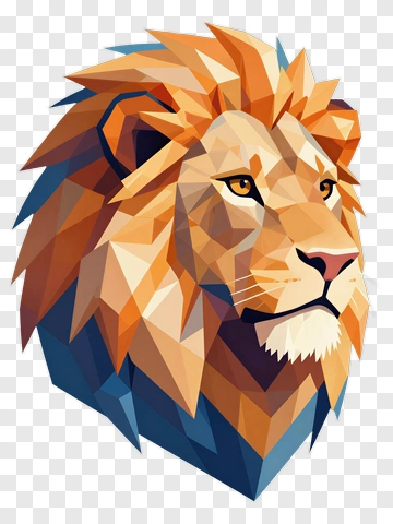3D Lion Head With Geometric Design PNG